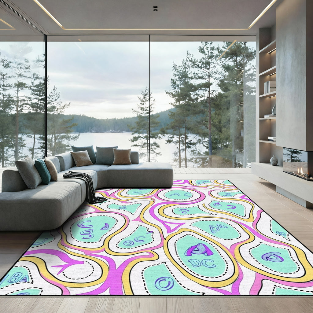 Whimsical Abstract Alphabetic Flow Rug