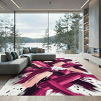 Abstract Magenta and Blush Swirl Rug