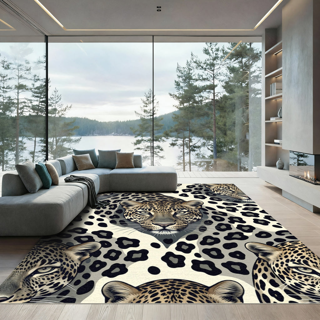 Bold Leopard Spots And Faces Rug