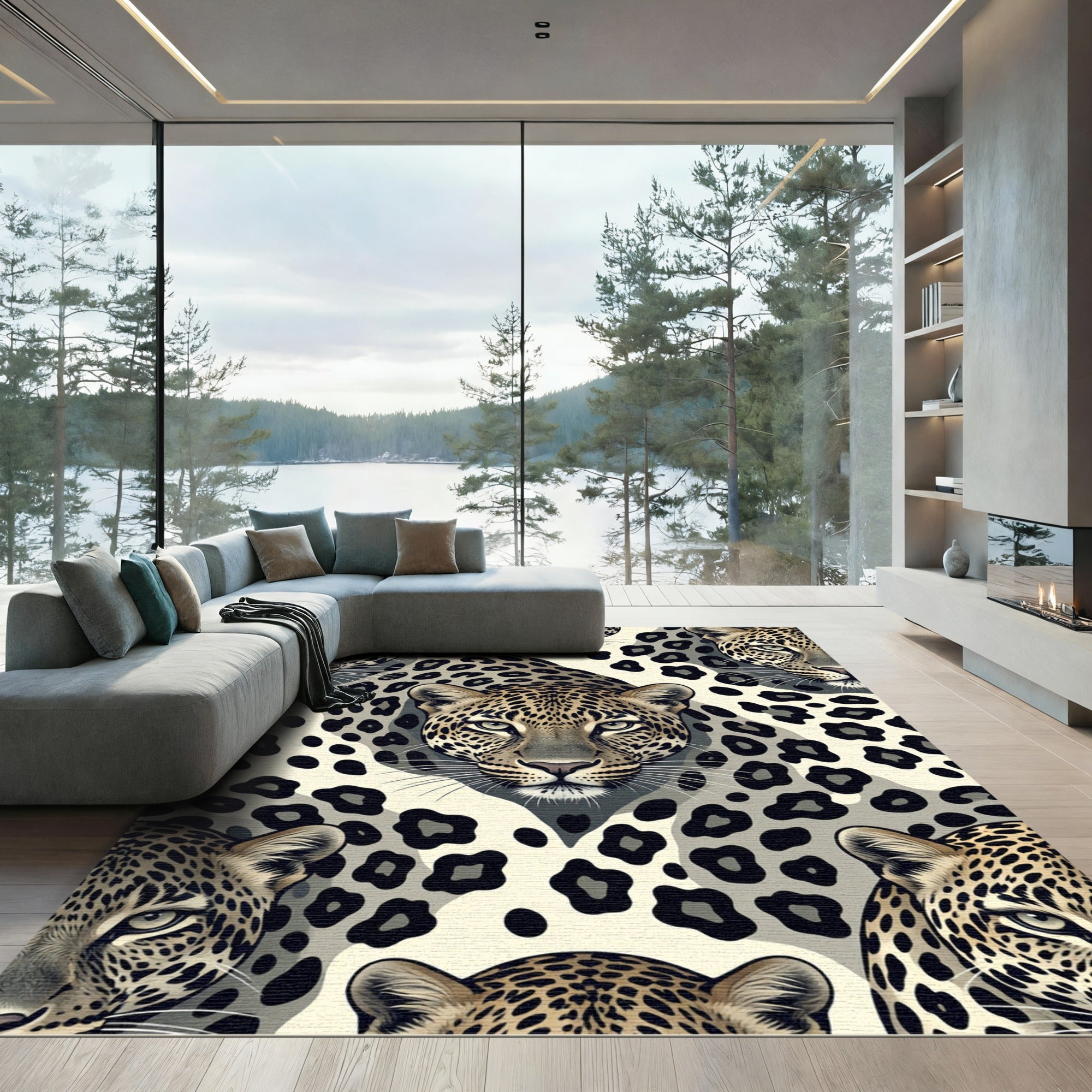 Bold Leopard Spots And Faces Rug