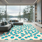 Aqua Circles Cream Background Rug