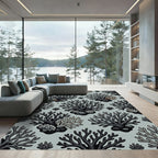 Gray Coral Branch All Over Rug