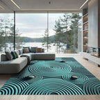 Aqua Ripples Concentric Circles Rug