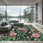 Romantic Pink Rose Trellis Garden Rug