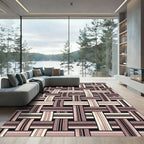 Woven Mauve Cream Stripe Composition Rug