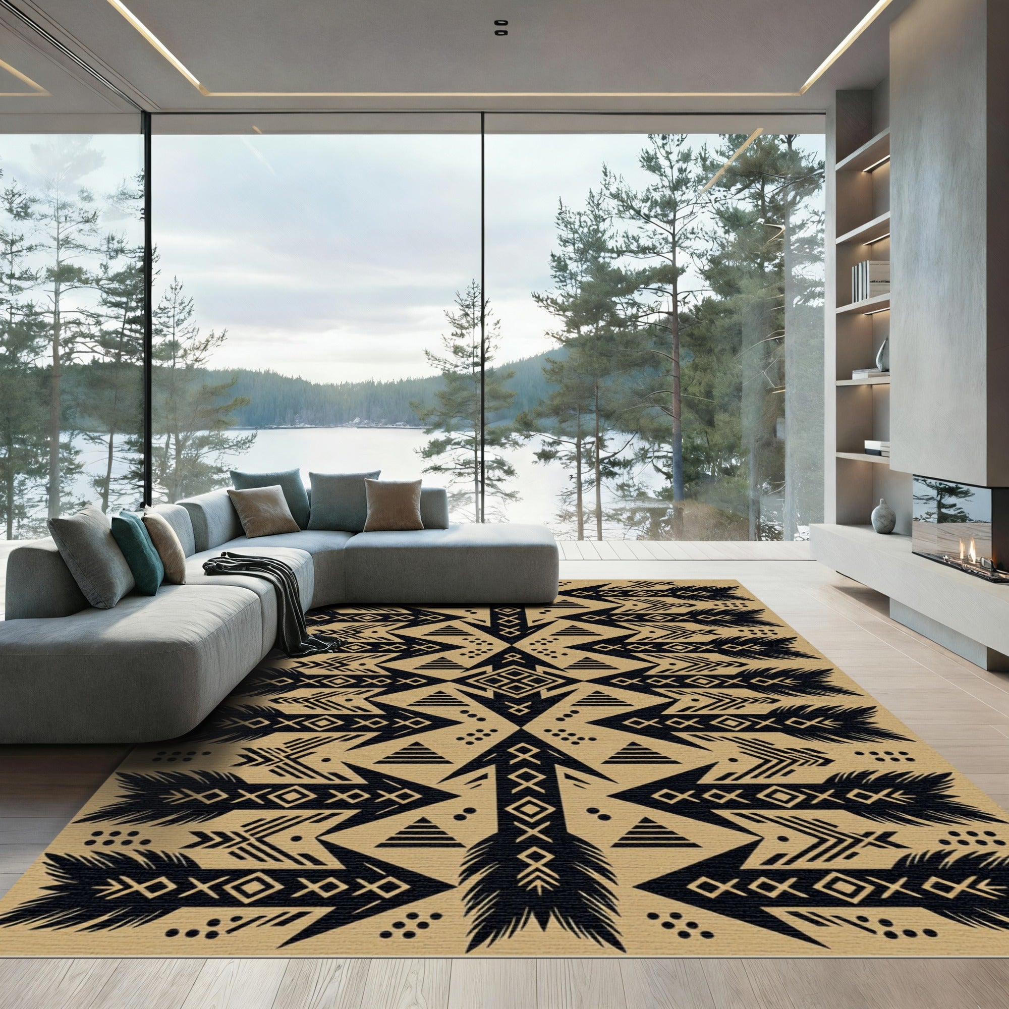 Tribal Arrow Earth Tone Geometric Rug