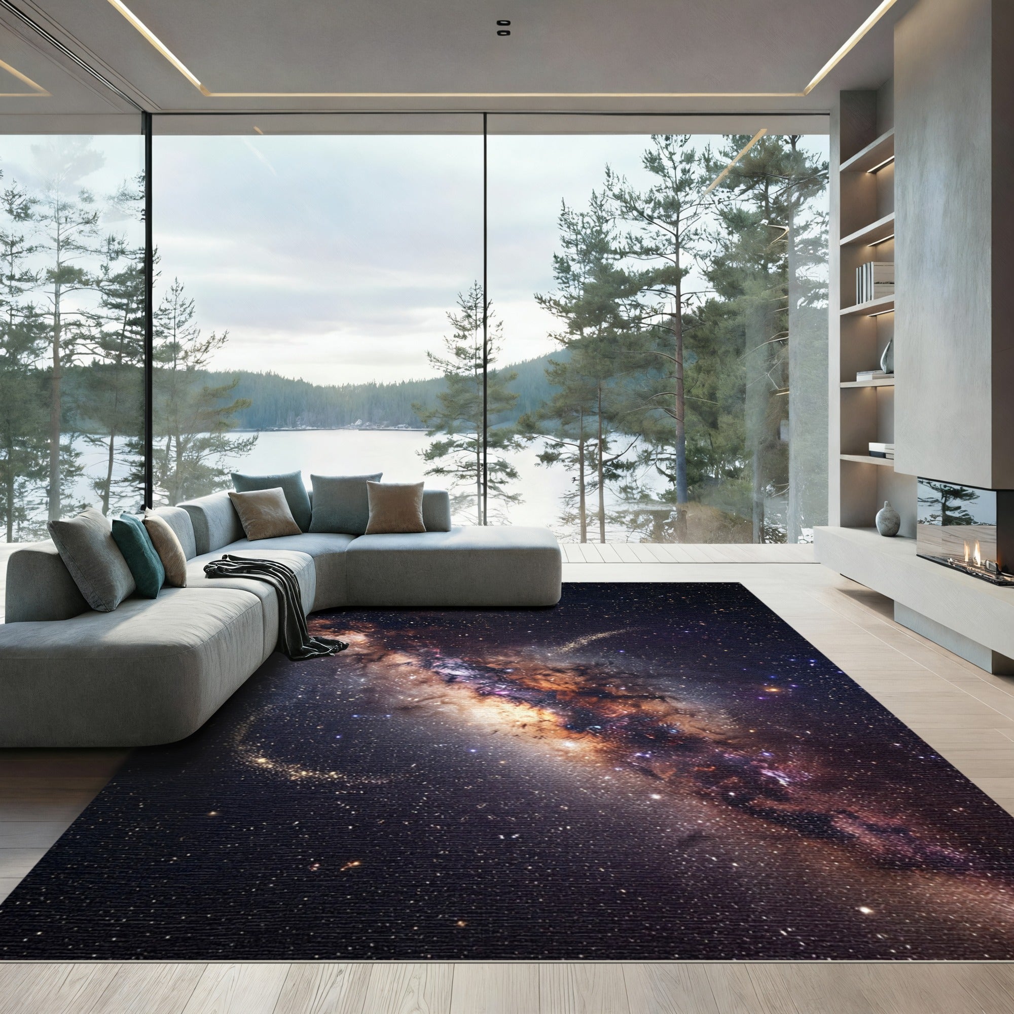 Cosmic Interstellar Glowing Nebula Galaxy Rug