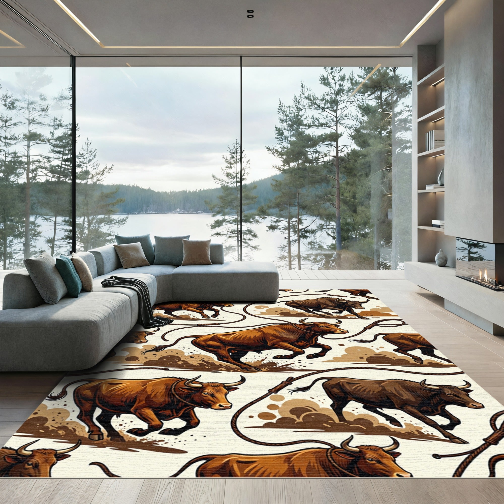 Vintage Lasso Running Bull Earthy Rug