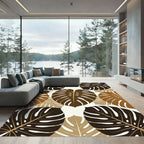 Tropical Monstera Leaf Earthy Tone Rug