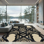 Elegant Black Arch Medallion Geometric Rug