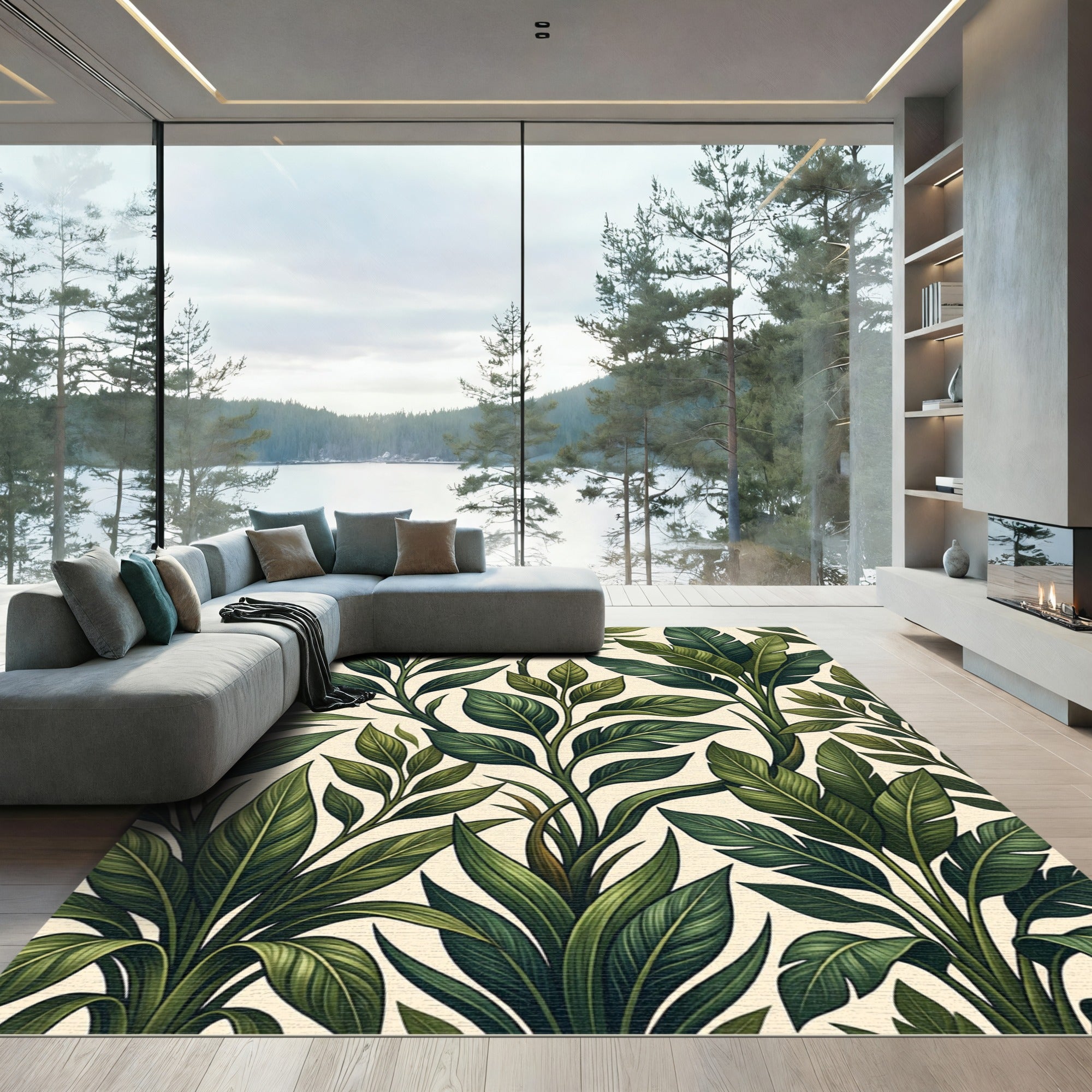 Verdant Jungle Canopy Leafy Embrace Rug
