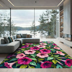 Vibrant Pink Petunia Floral Bouquet Rug
