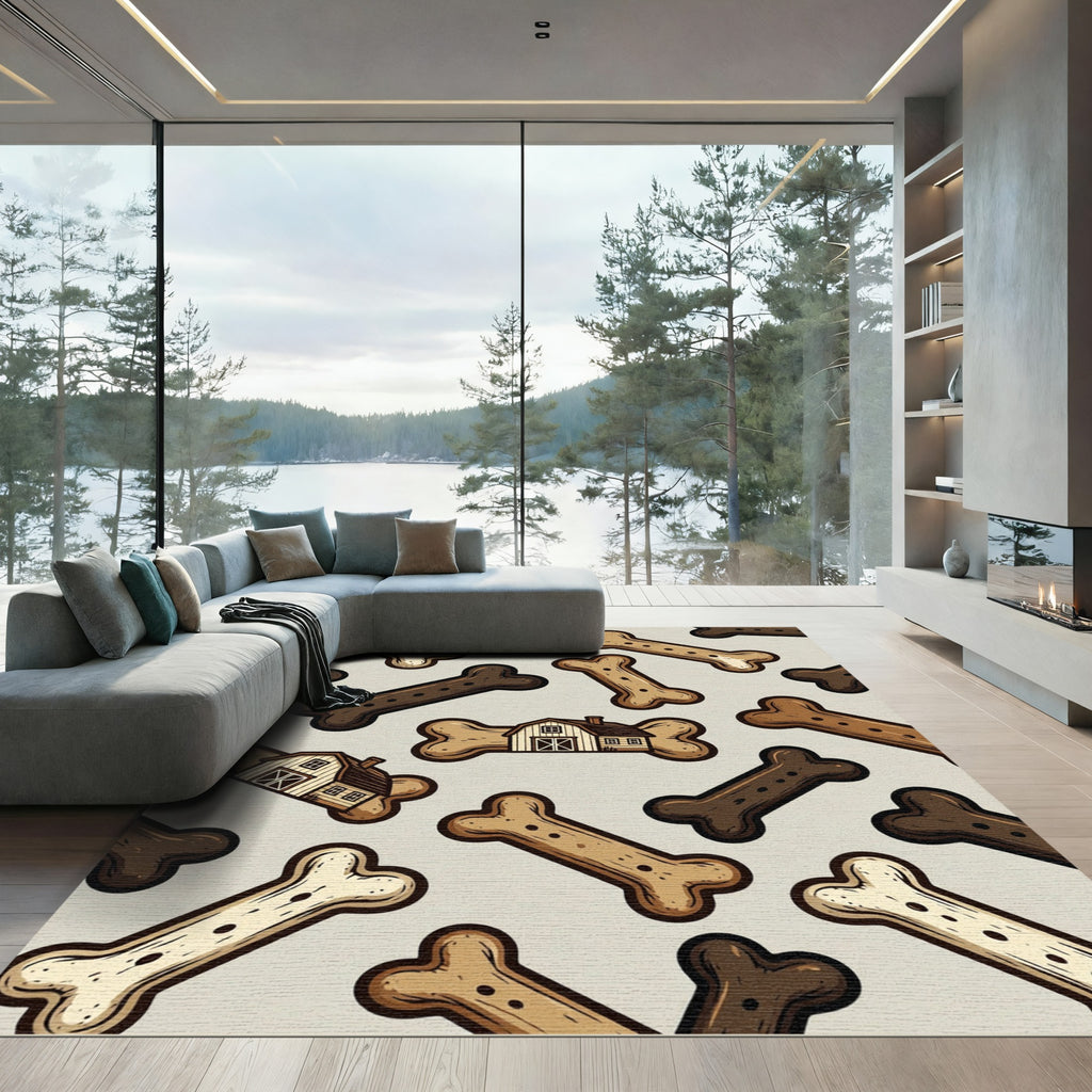 Rustic Farmhouse Dog Bone Scatter Rug