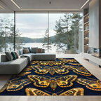 Golden Moth Symmetry Midnight Navy Rug
