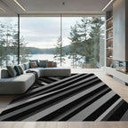 Modern Monochrome Angular Striped Rug