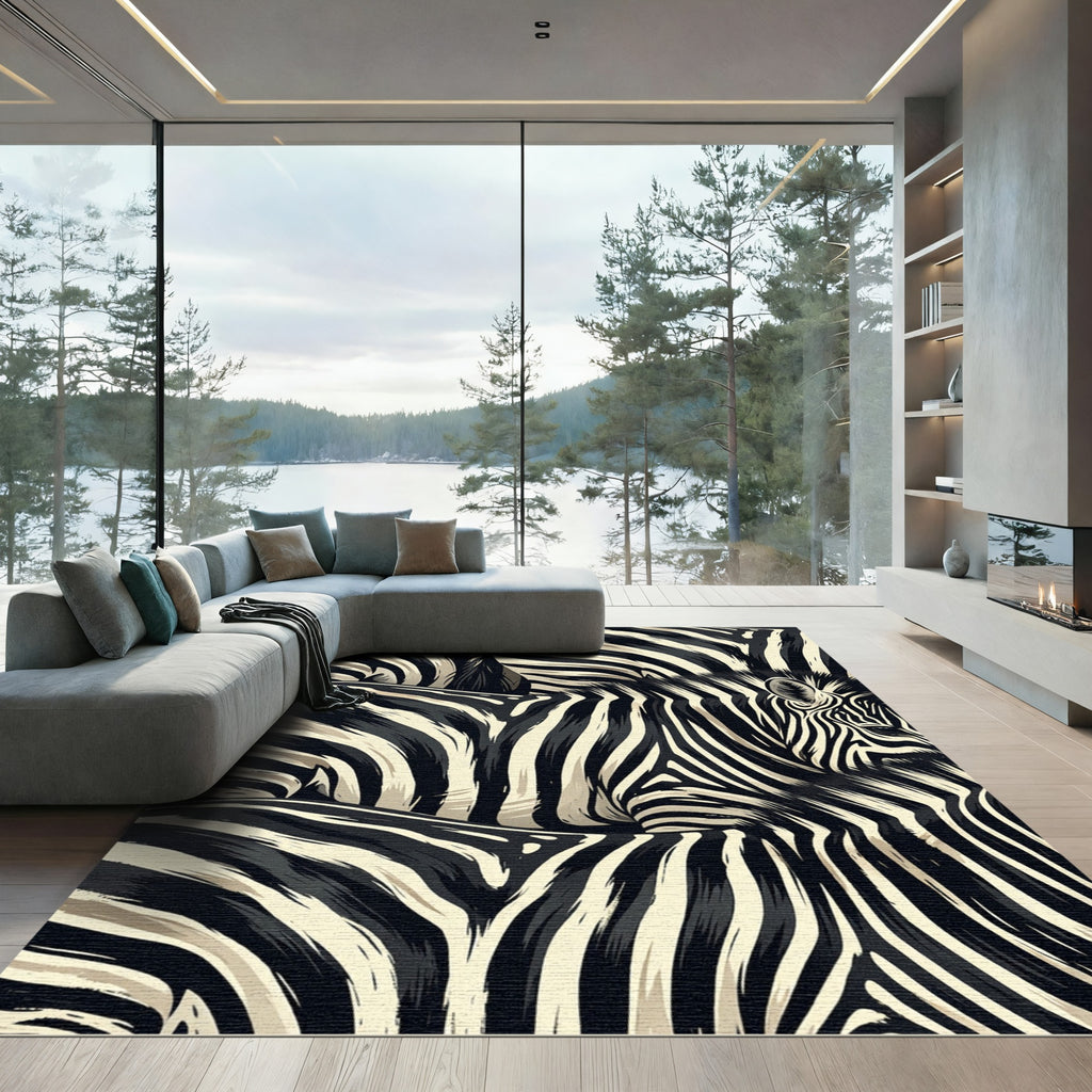 Bold Zebra Stripe Texture Rug