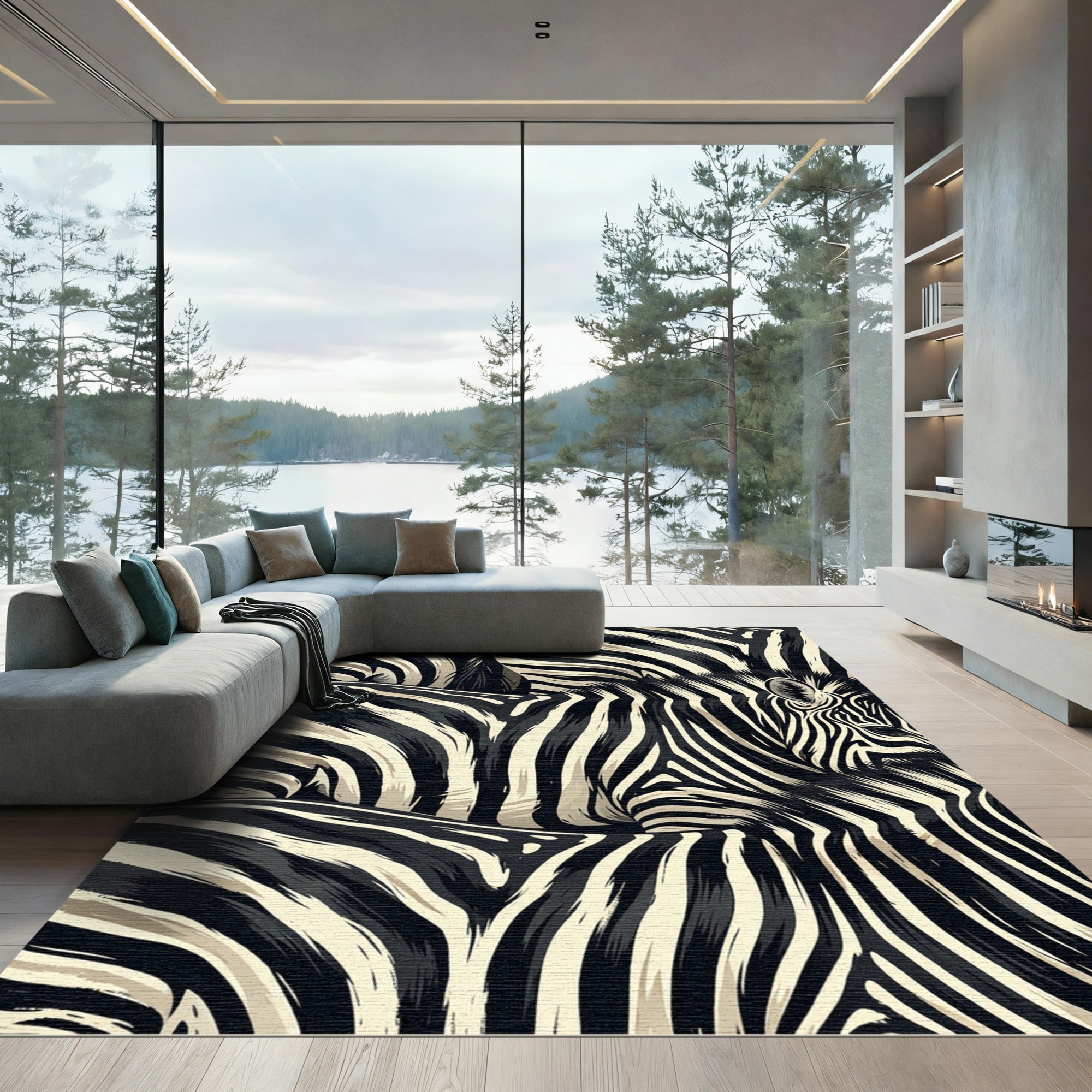 Bold Zebra Stripe Texture Rug