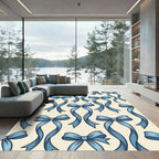 Elegant Blue Ribbon Bows Illustration Rug