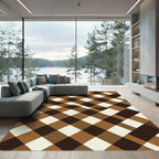 Brown Cream Diamond Intersecting Pattern Rug