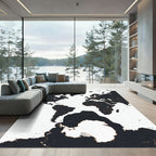 Modern Monochrome World Map Silhouette Rug