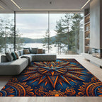 Golden Astral Compass Celestial Area Rug