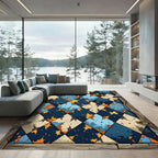 Cracked Indigo Teal Diamond Talavera Rug