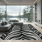 Grayscale Wavy Stripe Overlay Rug