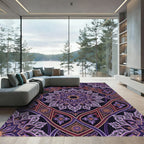 Intricate Violet Floral Mandala Medallion Rug
