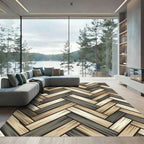 Earthy Tone Wood Grain Herringbone Rug