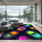 Neon Retro Pixel Art Pill Rug
