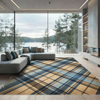 Vibrant Blue Tartan Plaid Rug