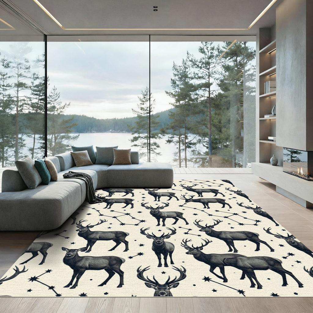 Celestial Forest Stag and Constellation Rug