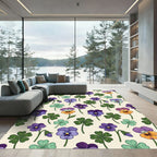 Purple Pansy Clover Meadow Pattern Rug