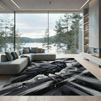 Dark Raven Smoke Brushstroke Art Rug
