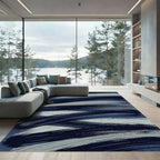 Deep Navy Blue Brush Stroke Rug