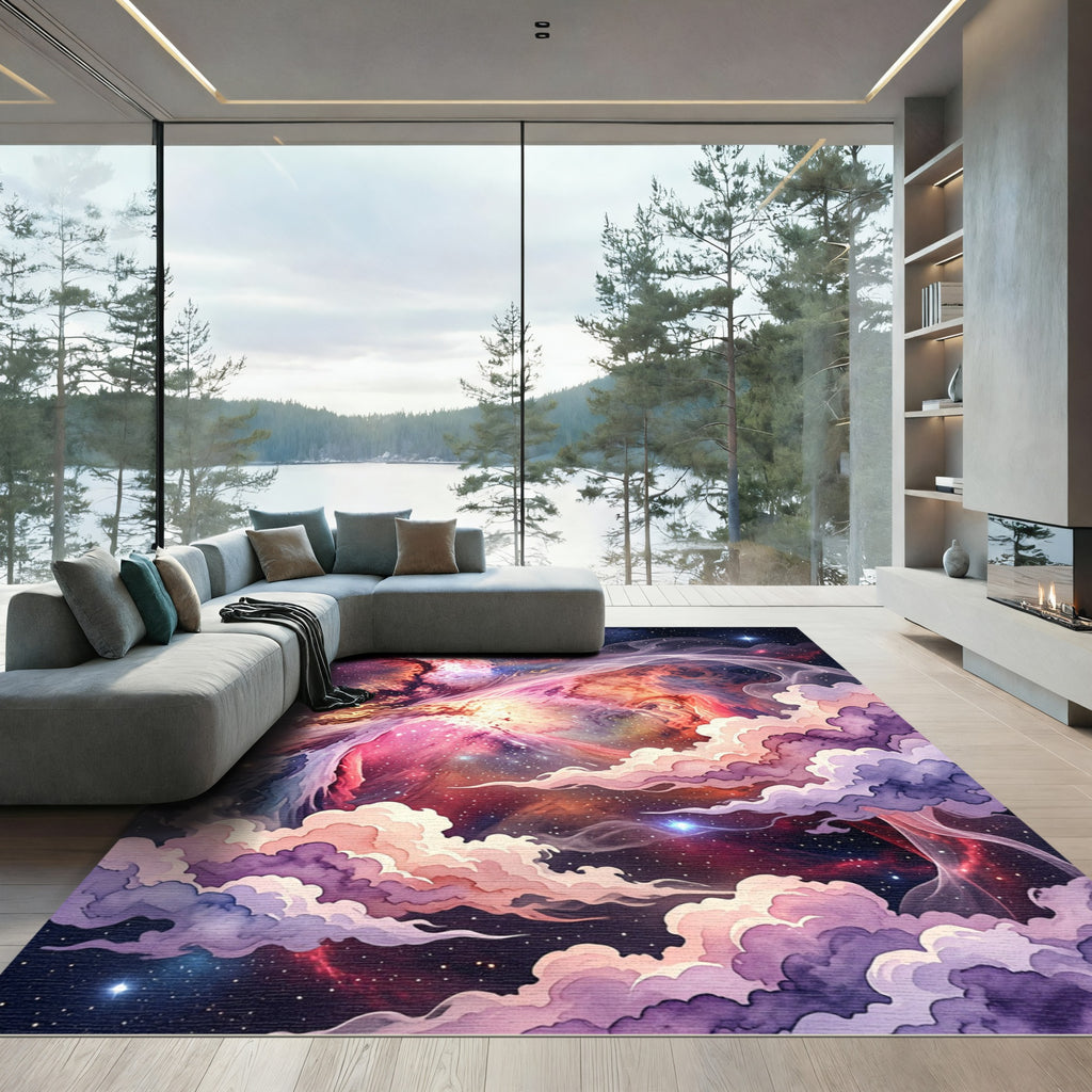 Ethereal Cosmic Nebula Cloud Galaxy Art Rug
