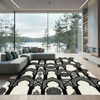 Black White Arch Mandala Composition Rug