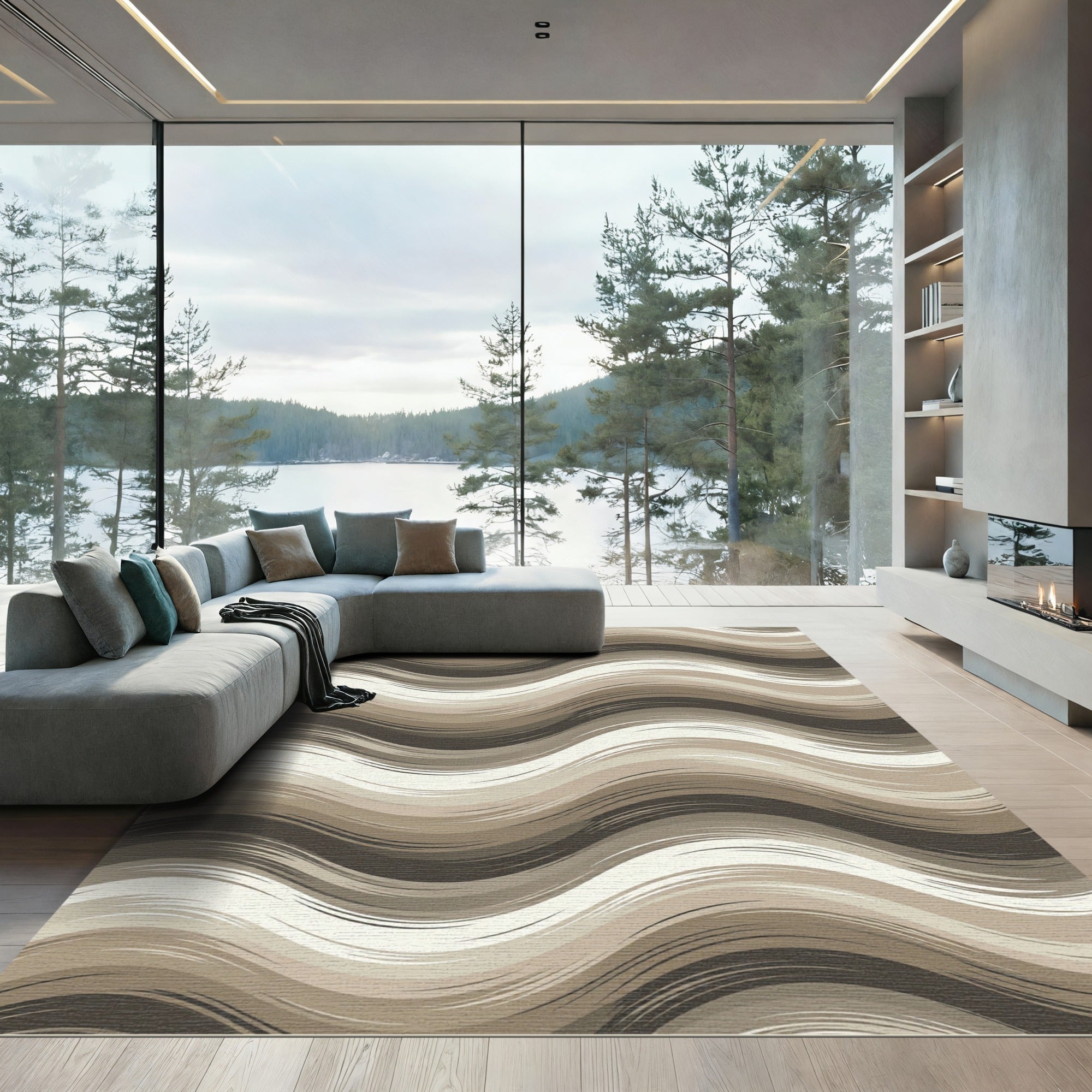 Earthy Tones Gradient Swirl Rug
