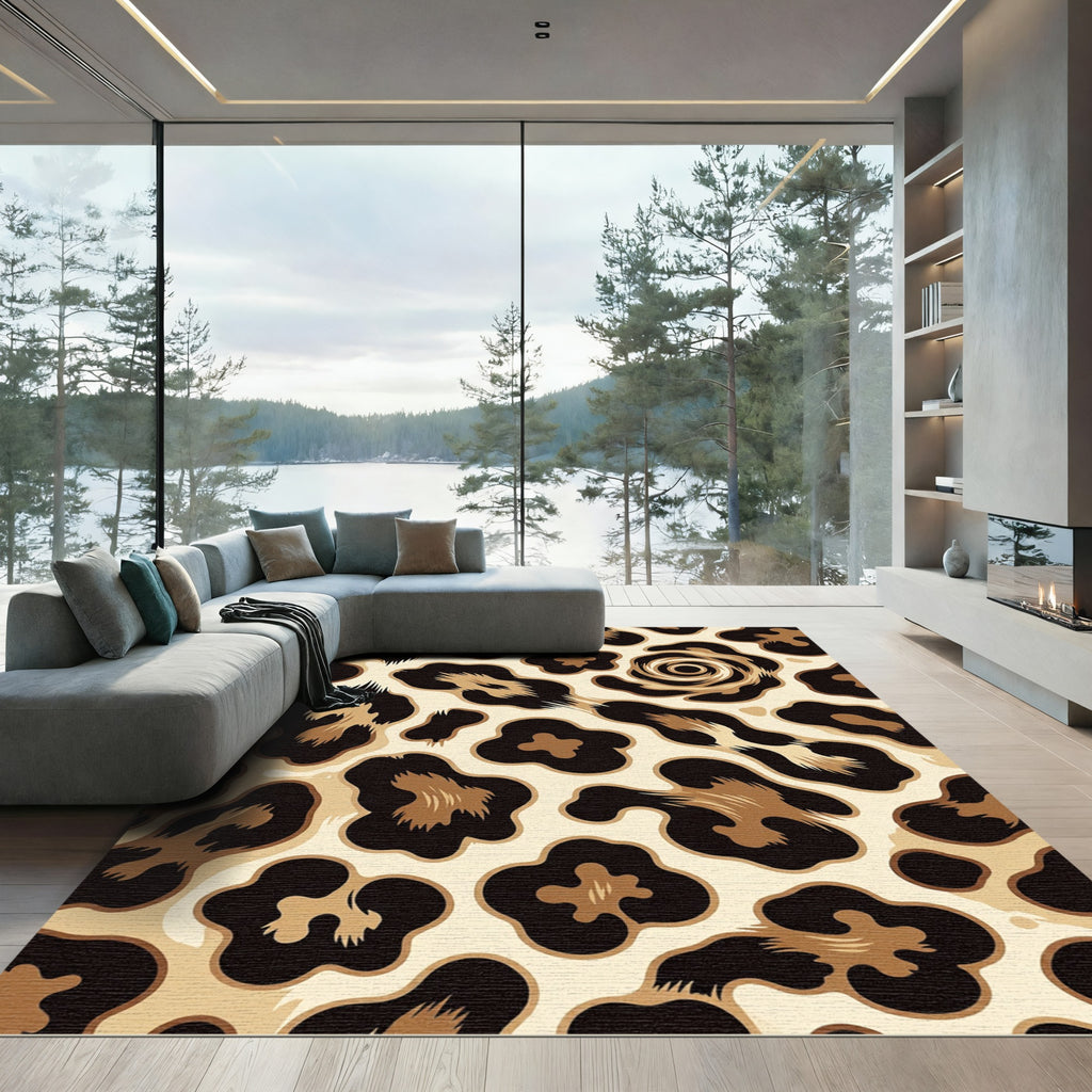 Brown and Beige Leopard Spots Rug