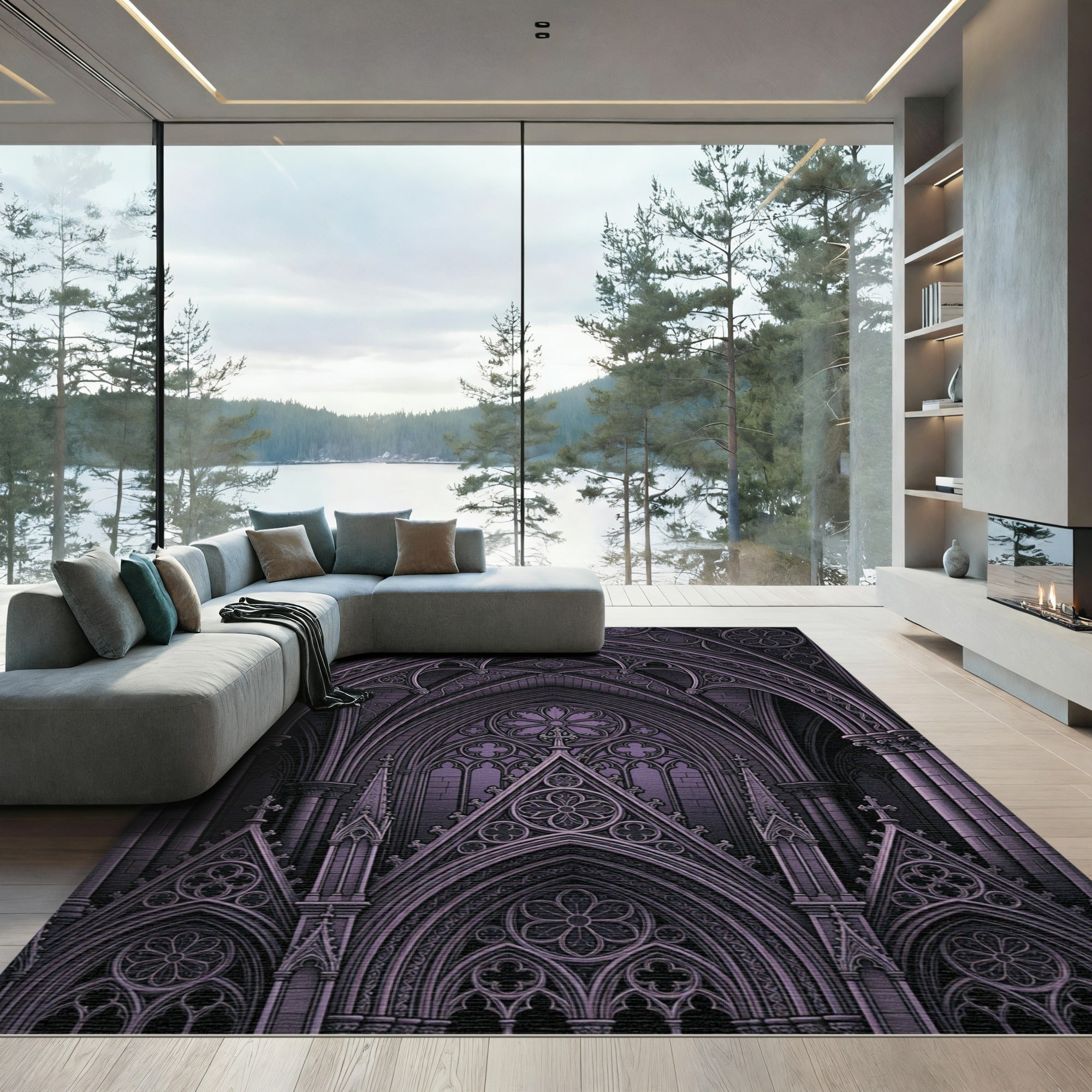 Gothic Cathedral Arch Violet Rug