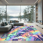 Magical Unicorn Rainbow Starry Night Rug