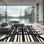 Black Geometric Grate Composition Rug