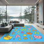 Playful Alphabet Animals and Music Notes Rug