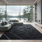 Dark Gray Geometric Intersecting Lines Rug
