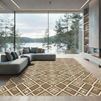 Earthy Bronze Geometric Diamond Lattice Rug