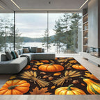 Harvest Pumpkin Wheat and Autumn Leaf Rug