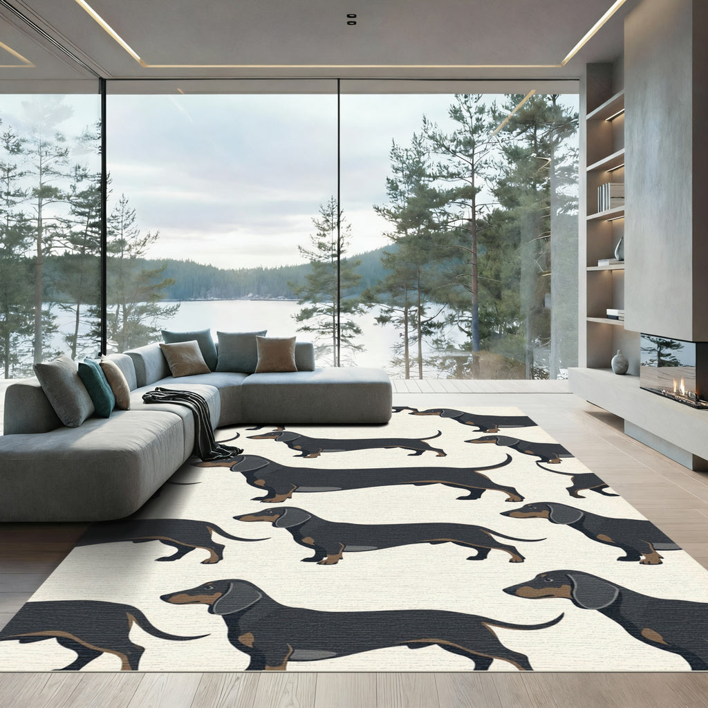 Charming Black and Tan Dachshund Dogs Rug