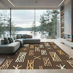 Golden Wood Grain Stripe Composition Rug
