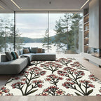 Pink Blossom Branches Cream Background Rug