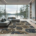 Taupe Gray Golden Linked Infinity Knot Rug